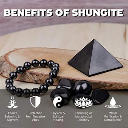 Shungite Pyramid Tower Energy Raw Gemstone Point Stone,Healing Chakra Balancing Radiation Crystal Tower Meditation Pyramid