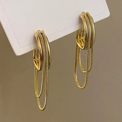 Feminine Temperament Metal Tassel Geometric Earrings 2024 New Design Jewelry Wedding Party Luxury Accessories For Women‘s Gift