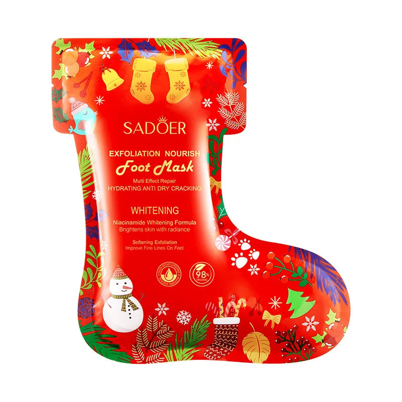 5 Paris SADOER Christmas Exfoliating Foot Mask Feet Skincare Glove Nourishing Tender Smooth Moisturizing Foot Masks Skin Care