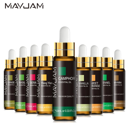 MAYJAM with Dropper 10ml Essential Oil For Humidifier Diffusers Lavender Eucalyptus Vanilla Sandalwood Camphor Aromatic Oil Gift