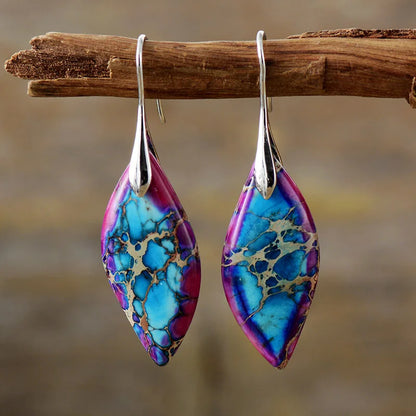 Bohemian Emperor Stone Geometric Pendant Earring Popular Natural Stone Jewelry Earrings for Women Luxury  Boho Girl Jewelry